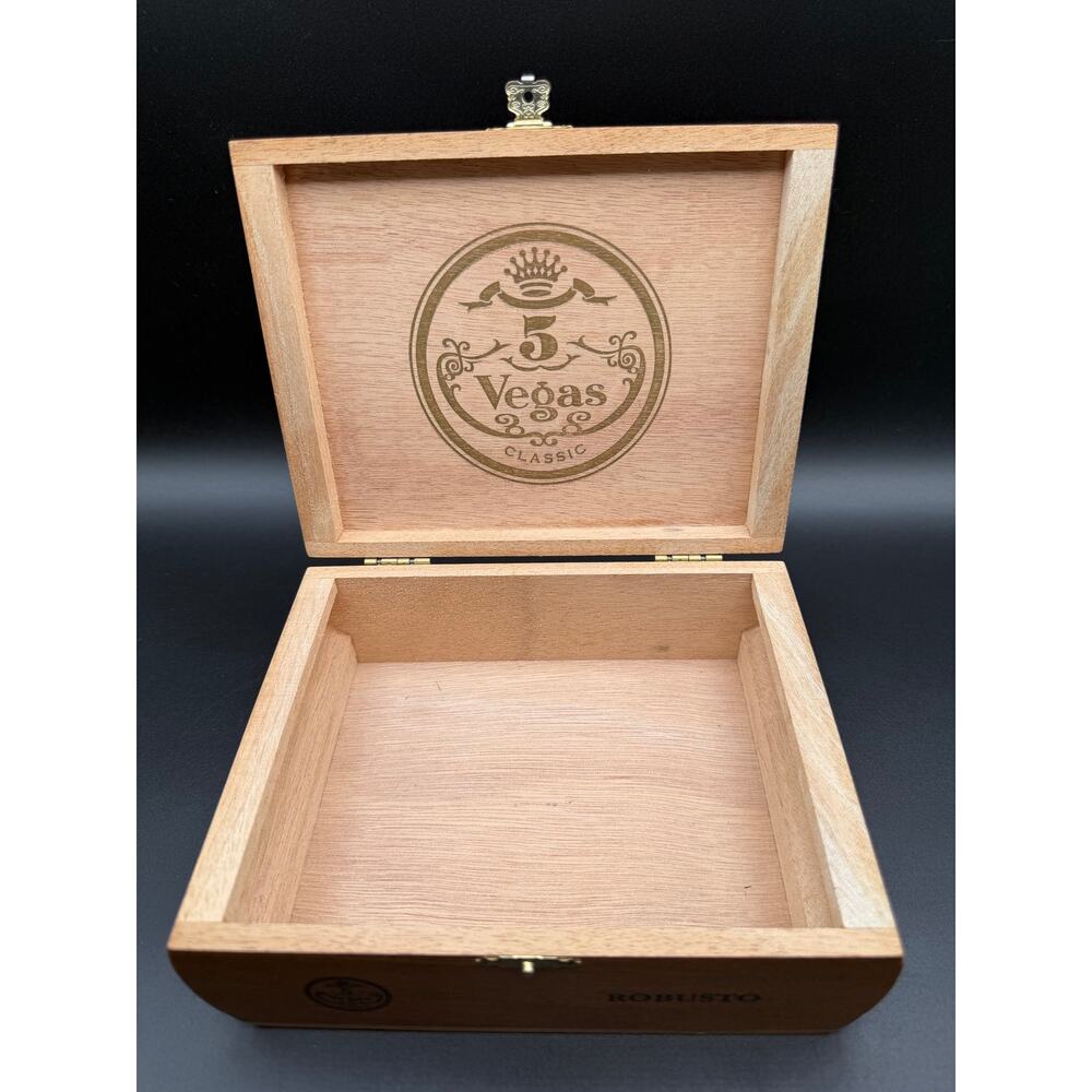 Vintage Vegas Classic Handmade Wooden Cigar Box Humidor Trinket Box - Picture 3 of 9